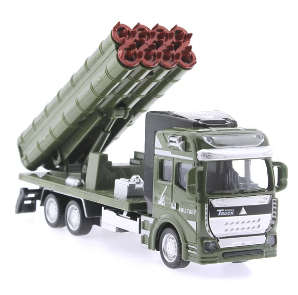 Sürtmeli Die Cast Metal Roketatar Rampalı Askeri Kamyon - 2
