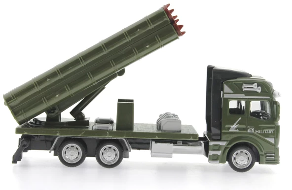 Sürtmeli Die Cast Metal Roketatar Rampalı Askeri Kamyon - 8