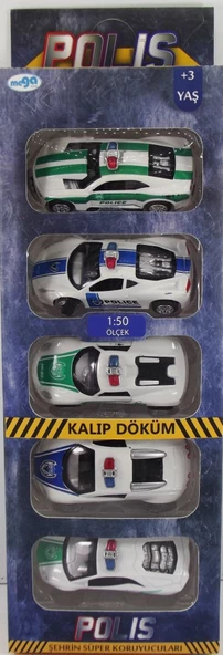 Sürtmeli Die Cast 5'Li Metal Polis Araçları - 2