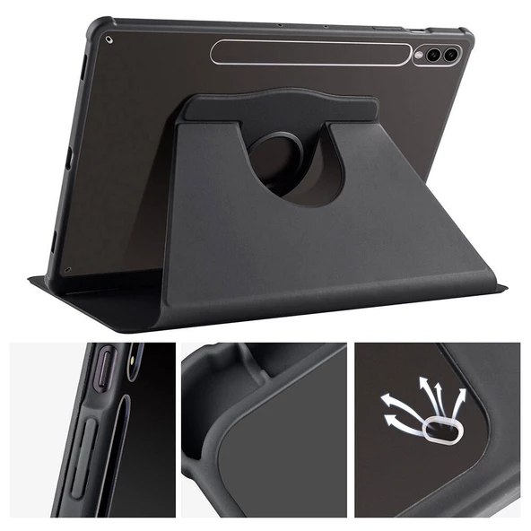 Samsung Galaxy Tab S10 Plus Kılıf Termik Kalem Bölmeli Dönebilen Standlı Kılıf - 9