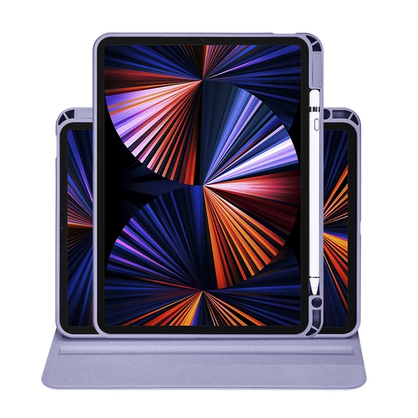 iPad Pro 11 2020 (2.Nesil) Kılıf Termik Kalem Bölmeli Dönebilen Standlı Kılıf - Resim 7