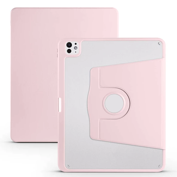 Apple iPad Pro 13 2024 Kılıf Termik Kalem Bölmeli Dönebilen Standlı Kılıf - Resim 11