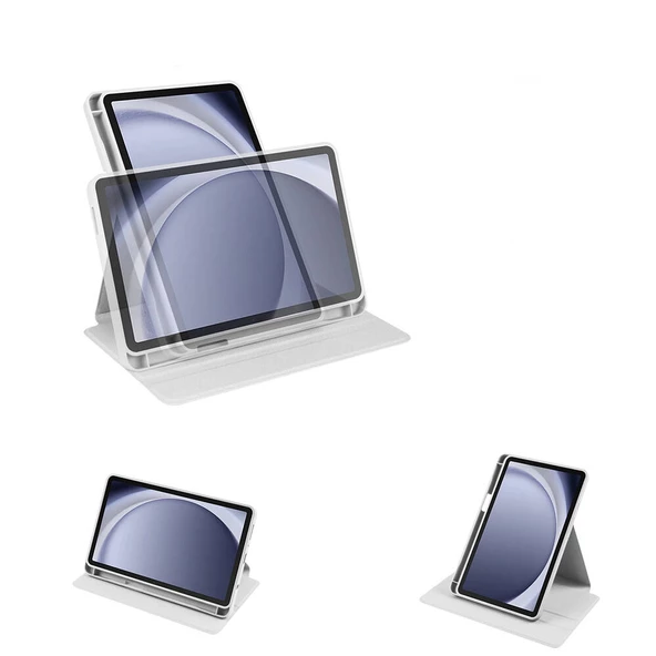 Samsung Galaxy Tab A9 Plus Kılıf Termik Kalem Bölmeli Dönebilen Standlı Kılıf - Resim 12