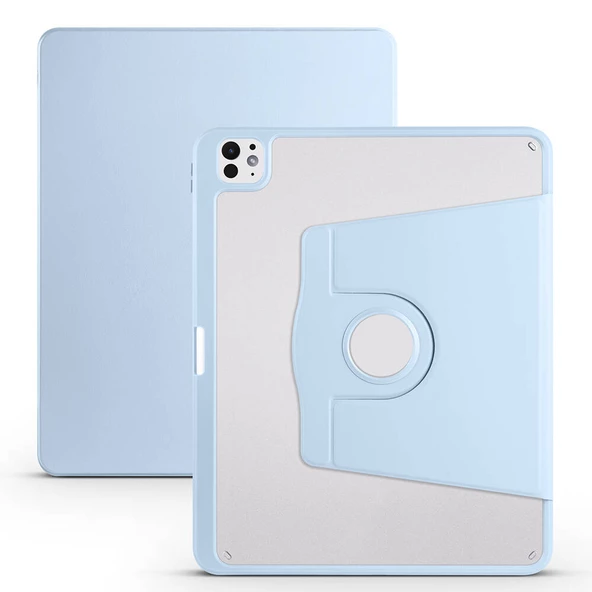Apple iPad Pro 13 2024 Kılıf Termik Kalem Bölmeli Dönebilen Standlı Kılıf - Resim 12