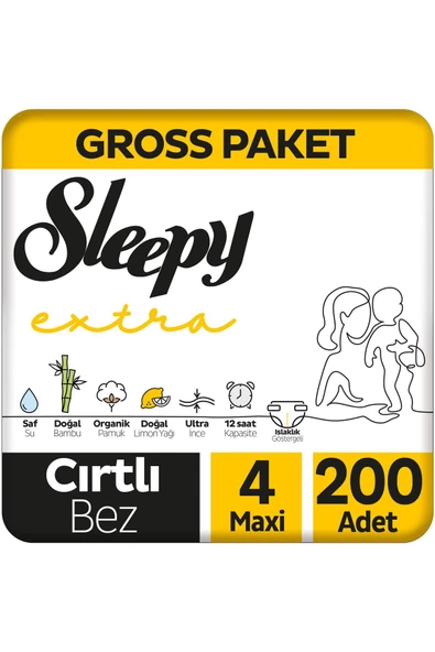 Sleepy Extra Günlük Aktivite 4 Numara Maxi 200'lü Bebek Bezi