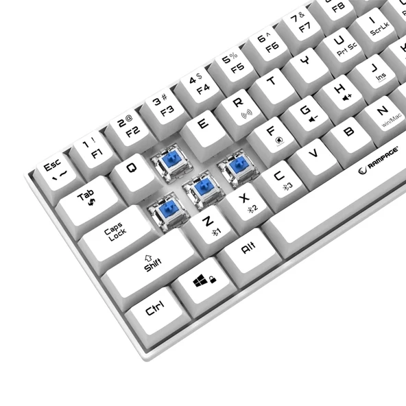 Rampage KB-RX63 B-ATOM Beyaz Bluetooth RGB Backlight Blue Switch Mekanik Q 63 Tuşlu Mini Gaming Oyuncu Klavyesi - 5