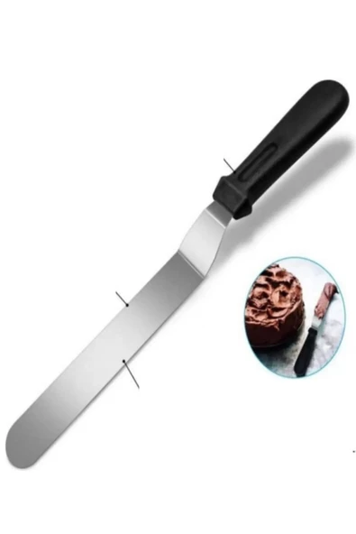 2li Set Hamur Şekillendirici Eğik Pasta Spatulası +Metal Hamur Kesici Kazıyıcı Spatula - 3