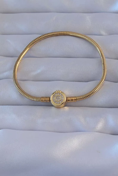 Pirinç Gold Renk Zirkon Taşlı Charm Bileklik - TJ-BB6220