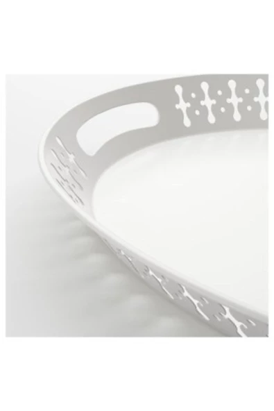 IKEA Romantısk Dekoratif Tepsi Beyaz  52x39 Cm - 3