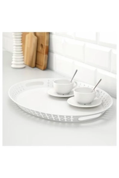 IKEA Romantısk Dekoratif Tepsi Beyaz  52x39 Cm - 2