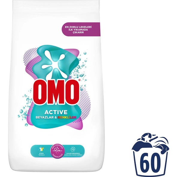 Omo Active Beyazlar & Renkliler Toz Deterjanı 9 KG - 2