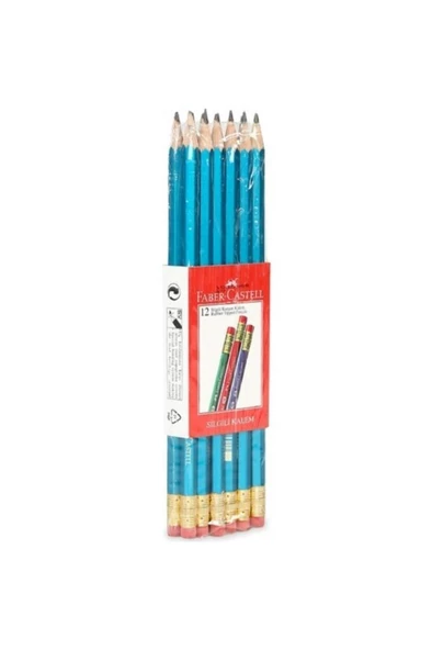 Faber Castell Kurşun Kalem Köşeli Silgili - 12 Adet - 3