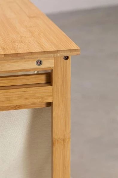 Digithome Bambu 3 Raflı 1 Bölmeli Kirli Sepetli Banyo Düzenleyici Çamaşır Sepeti Organizer DB-0008 - 7