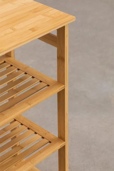 Digithome Bambu 3 Raflı 1 Bölmeli Kirli Sepetli Banyo Düzenleyici Çamaşır Sepeti Organizer DB-0008 - 6