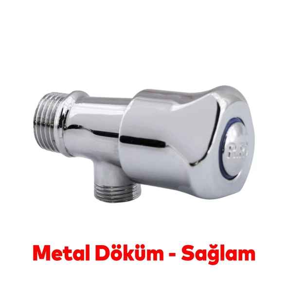 Çevirmeli Taharet Musluğu Döküm Metal Rezervuar Ara Musluk Wc Klozet Alafranga Flex Hortum Bağlantı - 4