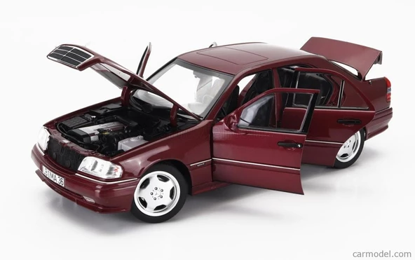 Norev 1993 - 1997 1:18 Mercedes - Benz C 36 AMG Kırmızı Model Araba - Resim 2