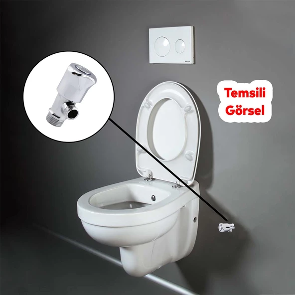 Çevirmeli Taharet Musluğu Döküm Metal Rezervuar Ara Musluk Wc Klozet Alafranga Flex Hortum Bağlantı - 6