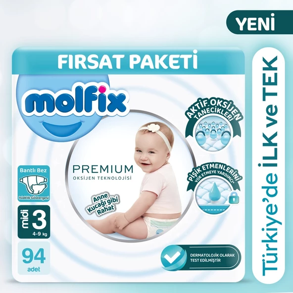Molfix Premium Ultra Fırsat Paketi 3 Beden 94 Adet ürün görseli