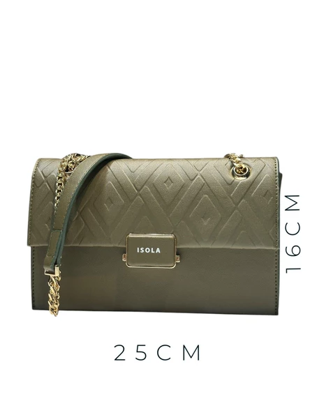 İSOLA El Ve Kol Çantası Olarak Tasarlanmış Suni Deri Bayan Omuz Çantası SL.73634487YSL - Resim 2