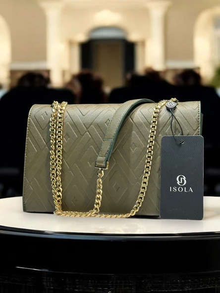 İSOLA El Ve Kol Çantası Olarak Tasarlanmış Suni Deri Bayan Omuz Çantası SL.73634487YSL - Resim 5