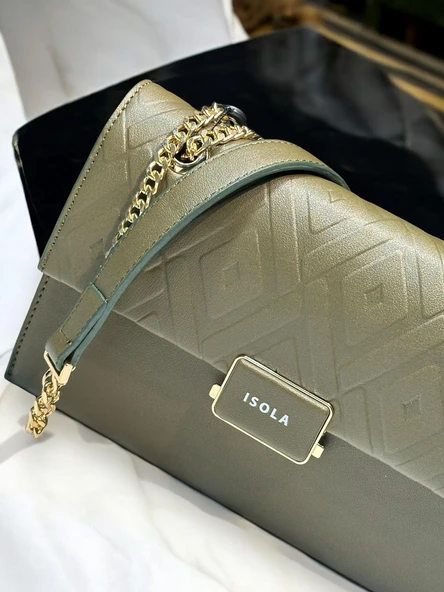 İSOLA El Ve Kol Çantası Olarak Tasarlanmış Suni Deri Bayan Omuz Çantası SL.73634487YSL - Resim 4