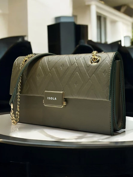 İSOLA El Ve Kol Çantası Olarak Tasarlanmış Suni Deri Bayan Omuz Çantası SL.73634487YSL - Resim 3