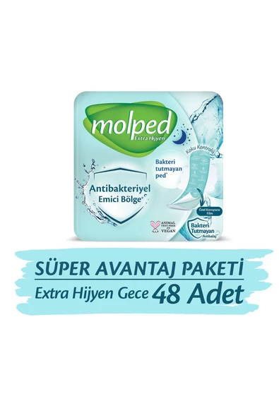 Molped Extra Hijyen Gece Süper Ekonomik Ped 16 Lı X 3 Adet