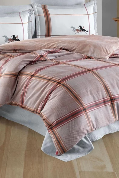 Ornella Pamuk Saten Çift Kişilik Nevresim Takımı Kahve ürün görseli