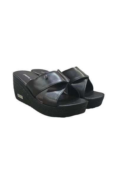 Pierre Cardin Üstü Çapraz Dolgu Topuk Günlük Bayan Terlik - 10