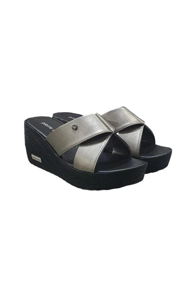 Pierre Cardin Üstü Çapraz Dolgu Topuk Günlük Bayan Terlik - 7