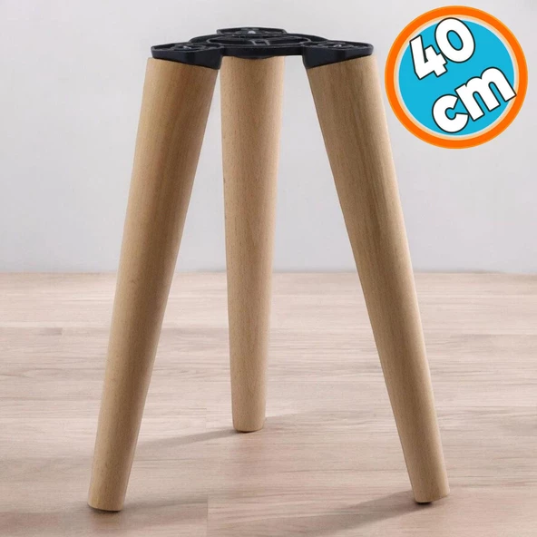 3'lü Ayak Takımı 40 cm Ahşap Sehpa Zigon Puf Tabure Ayağı Masa Ayakları 40 cm Bağlantı Aparatı Dahil ürün görseli