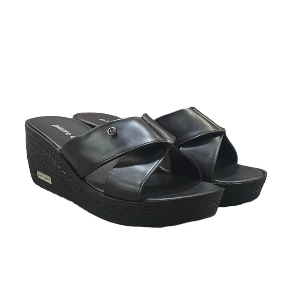 Pierre Cardin Üstü Çapraz Dolgu Topuk Günlük Bayan Terlik - 4