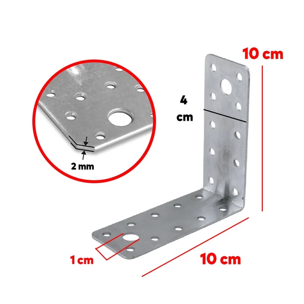 Mobilya Dolap Duvar Sabitleme 10 ADET Metal Köşebent 100x100x40 Mm Bağlantı Aparatı L Demiri Gönye - 2