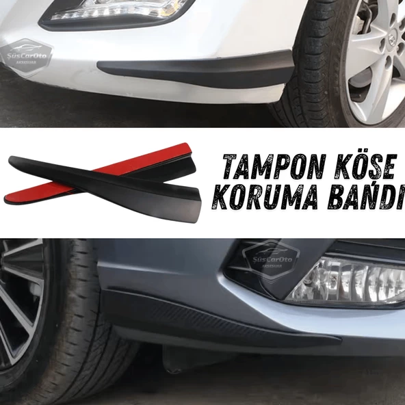 Üniversal Her Araca Uyumlu Esnek Tampon Köşesi Koruma Bandı Tampon Köşe Koruyucu Şerit Yumuşak Bant 2 Parça Siyah 35 cm