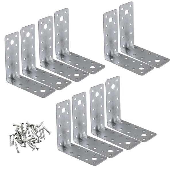 Mobilya Dolap Duvar Sabitleme 10 ADET Metal Köşebent 100x100x40 Mm Bağlantı Aparatı L Demiri Gönye - 5