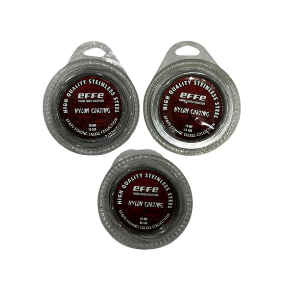 Effe Naylon Kaplama 10m Çelik Tel (Burçlu)  15 Lbs