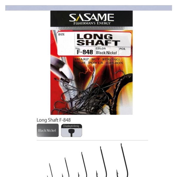 Sasame Long Shaft (Uzun Gövde) F-848 Tekli Olta İğnesi  4 No / 22 Adet