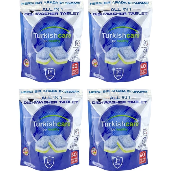 Hepsi 1 Arada 40 Lı Bulaşık Makinası Tableti x 4 Paket (160 Tablet)