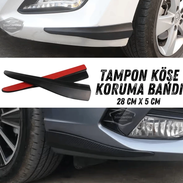 Üniversal Her Araca Uyumlu Esnek Tampon Köşesi Koruma Bandı Tampon Köşe Koruyucu Şerit Yumuşak Bant 2 Parça Siyah 28 cm