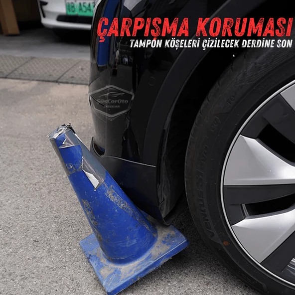 Üniversal Her Araca Uyumlu Esnek Tampon Köşesi Koruma Bandı Tampon Köşe Koruyucu Şerit Yumuşak Bant 2 Parça Siyah 28 cm - 3