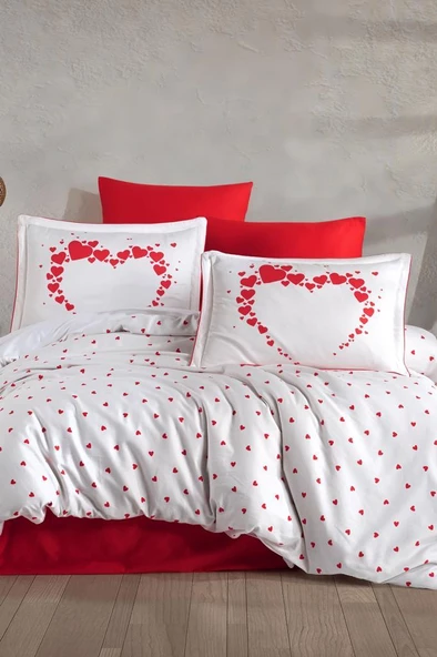 Amore Pamuk Saten Çift Kişilik Nevresim Takımı Beyaz ürün görseli