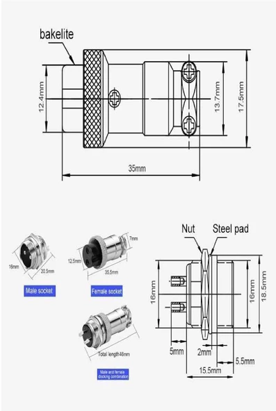 4pin Konnektör Mayk Fiş Mike Fiş Şase 5 Adet - Resim 3