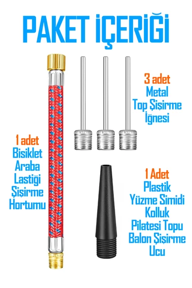 5'li SET Top Şişirme İğnesi Seti  Voleybol Basketbol Futbol Bisiklet Pilates Şişirme Seti ART005 - 3
