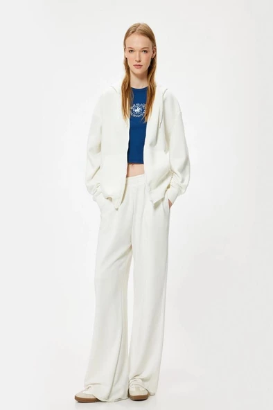 Koton Kapüşonlu Fermuarlı Oversize Sweatshirt Kanguru Cepli - 2