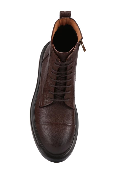 Shoetyle - Kahverengi Deri Fermuarlı Erkek Postal Bot 250-090 - 5