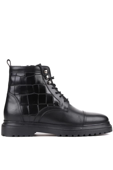 Shoetyle - Siyah Deri Fermuarlı Erkek Bot 250-060