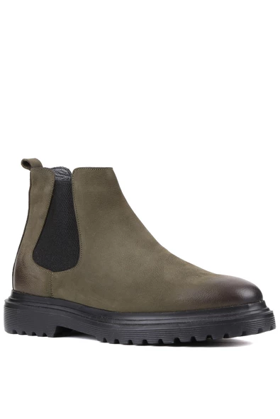 Shoetyle - Haki Nubuk Deri Erkek Chelsea Bot 250-0055 - 2