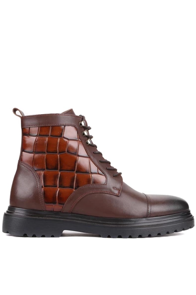 Shoetyle - Kahverengi Deri Fermuarlı Erkek Bot 250-060