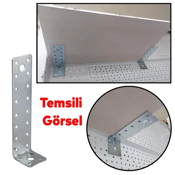 Mobilya Dolap Duvar Sabitleme 10 ADET Metal Köşebent 40x40x160 mm Bağlantı Aparatı L Demiri Gönye - 3