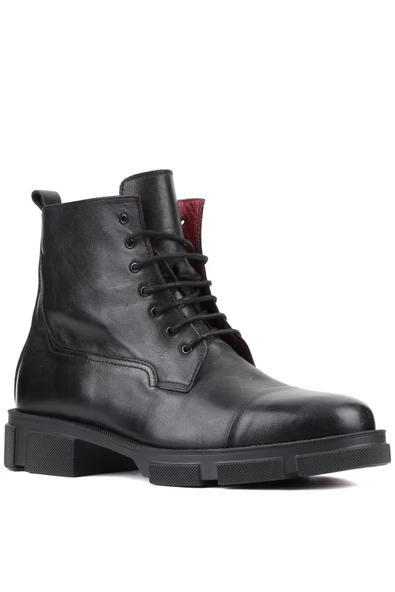 Shoetyle - Siyah Deri Bağcıklı Erkek Bot 250-206 - 2